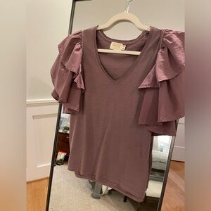 Nation mixed media cotton knit top size S